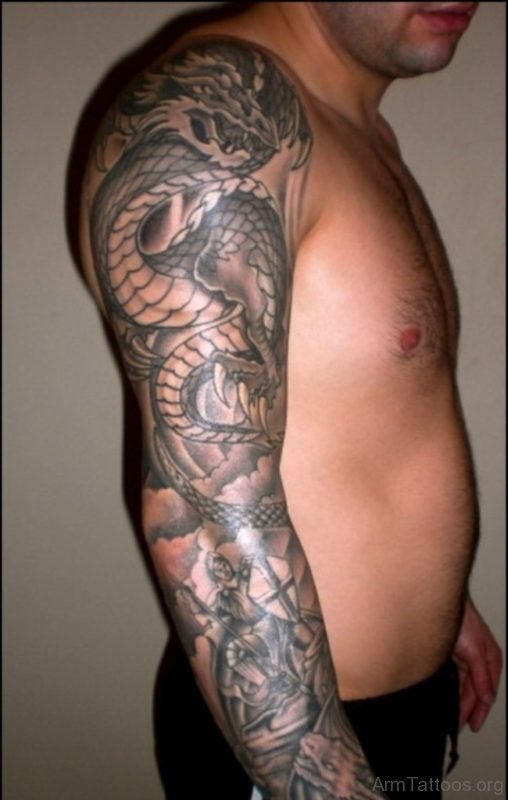 Dragon Tattoo On Full Sleeve image