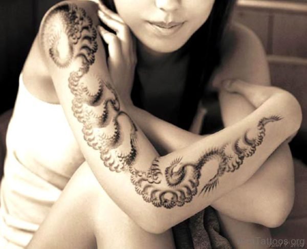 Dragon Tattoo On Girl Arm