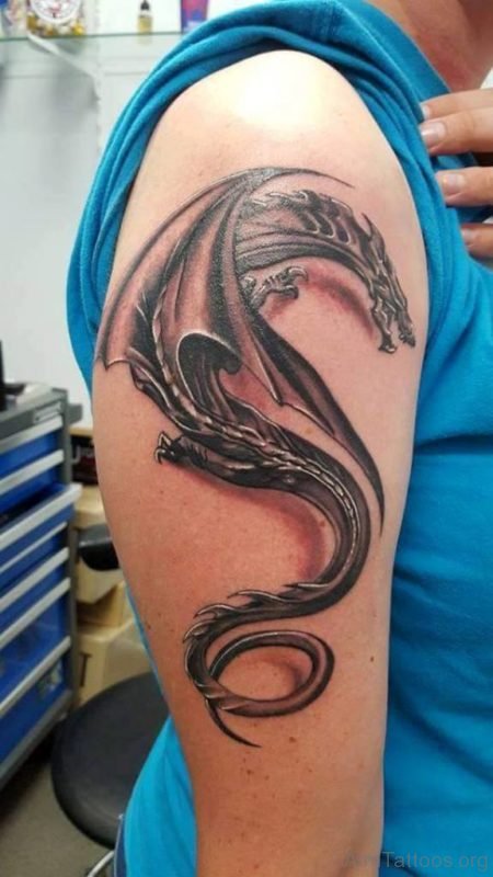 Dragon Tattoo On Right Shoulder