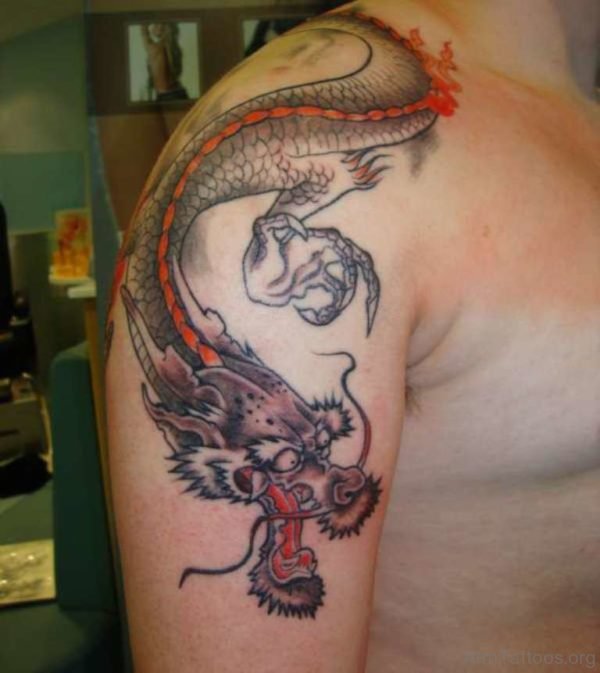Dragon Tattoo On Right Shoulder