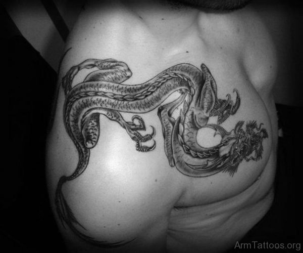 Dragon Tattoo On Shoulder and Chest 1