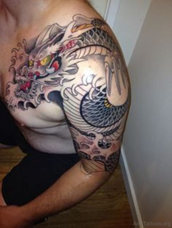 Dragon tattoo arm and shoulder