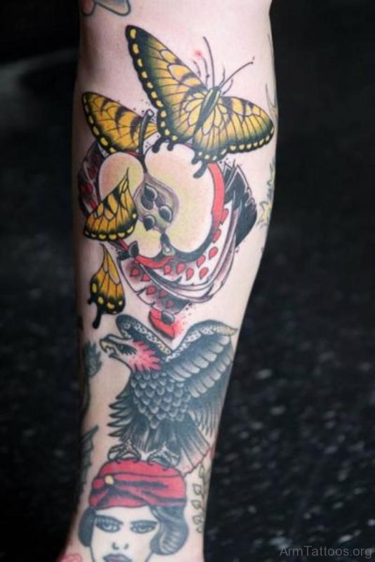 Eagle And Butterfly Tattoo