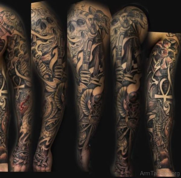 Egyptian Tattoo On Full Sleeve