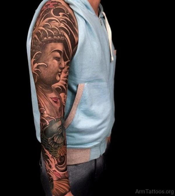 Elegant Buddha Tattoo For Full Sleeve