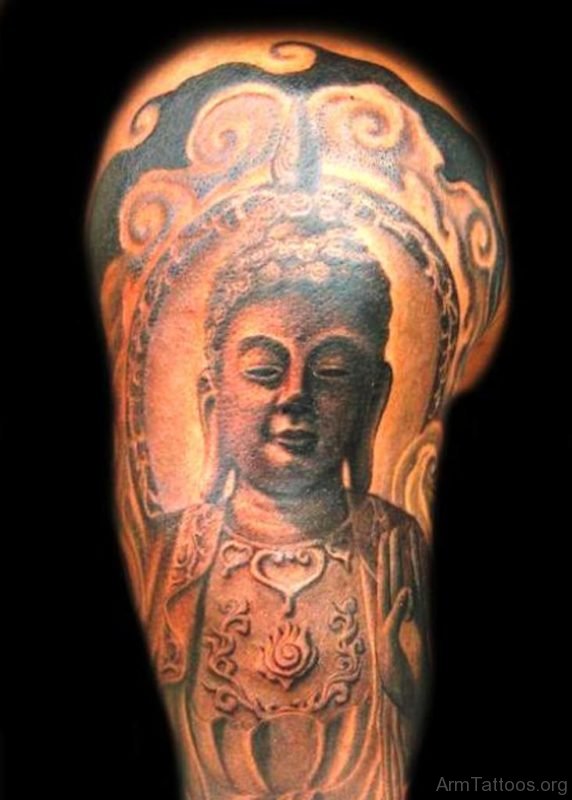 Elegant Buddha Tattoo On Arm 
