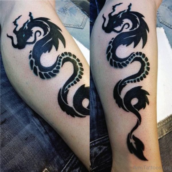 Elegant Dragon Tattoo On Arm 