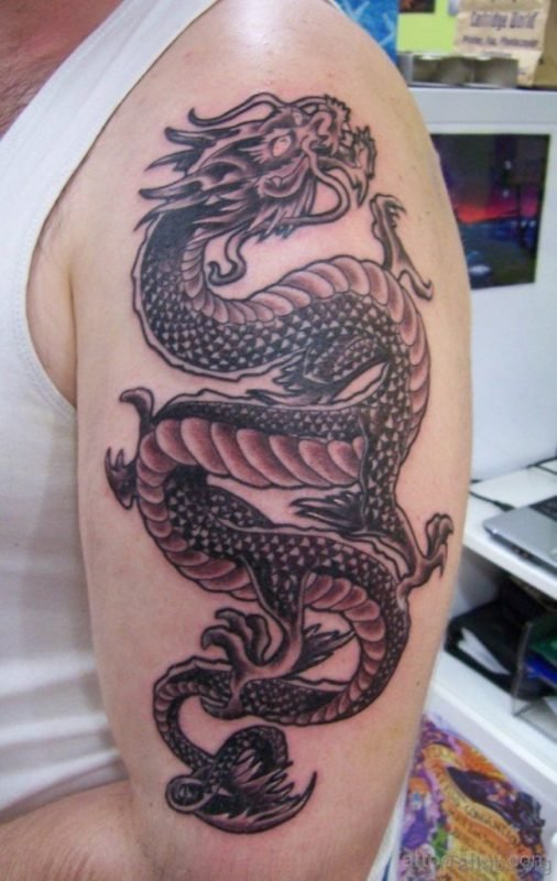 Elegant Dragon Tattoo On Arm