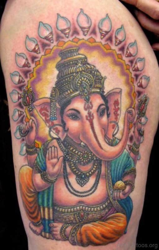 Elegant Ganesha Tattoo On Shoulder