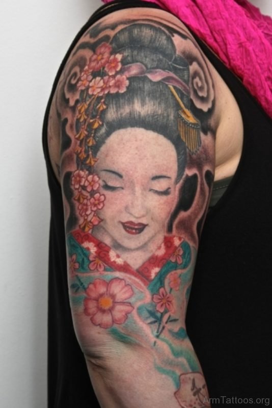 Elegant Geisha Tattoo Design
