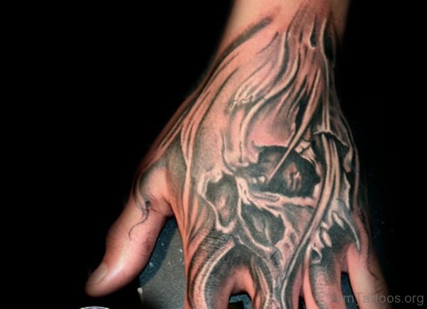 Elegant Skull Tattoo On Hand