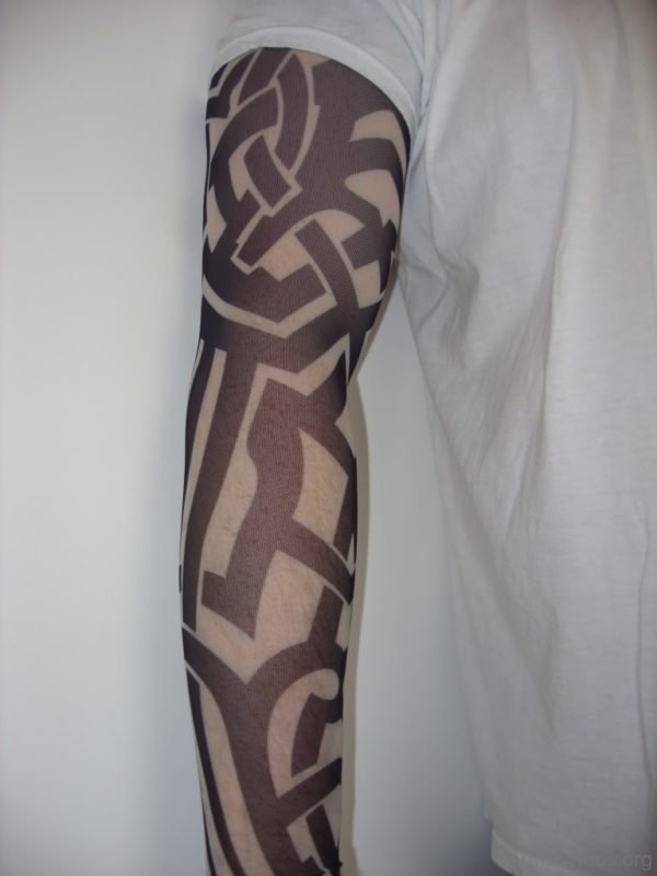 Elegant Tribal Tattoo On Full Sleeve