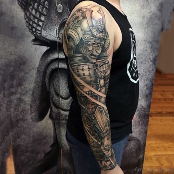 Elegant Warrior Tattoo On Full Sleeve
