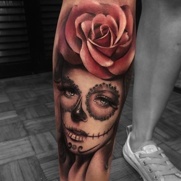Evil Girl Portrait Tattoo On Arm 