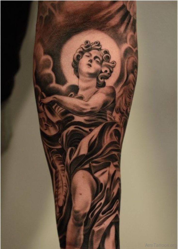 Excellent Angel Tattoo On Arm