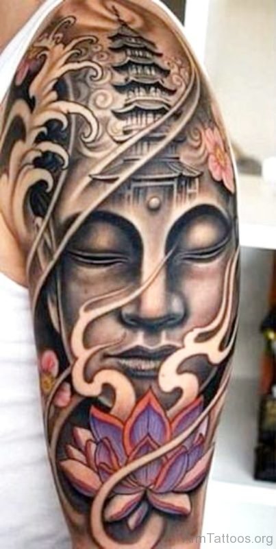 Excellent Buddha Tattoo Full Sleeve 