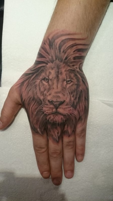 Excellent Lion Tattoo On Hand