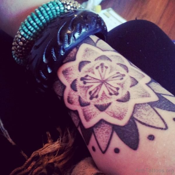 Excellent Mandala Flower Tattoo On Arm 
