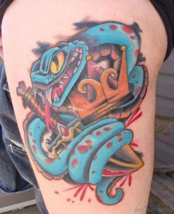 Excellent Snake Tattoo Design On Shoulder