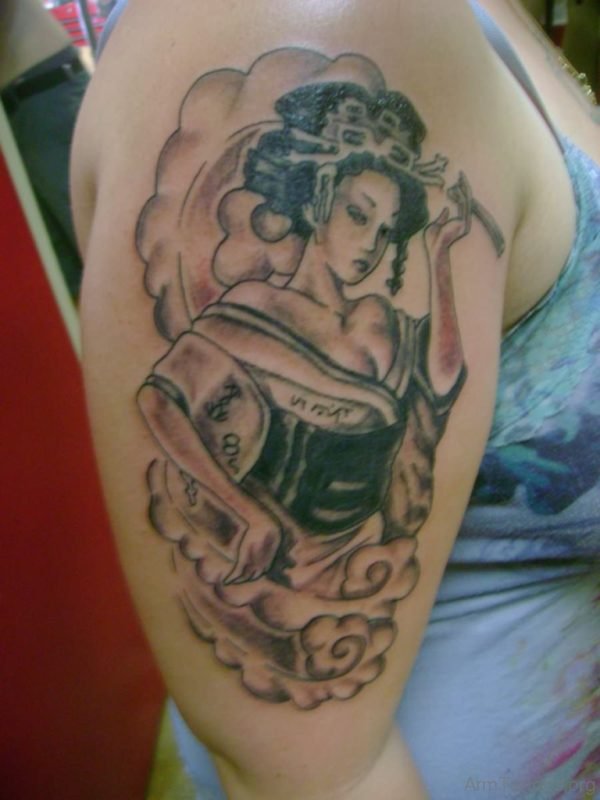 Extreme Geisha Tattoo On Arm 