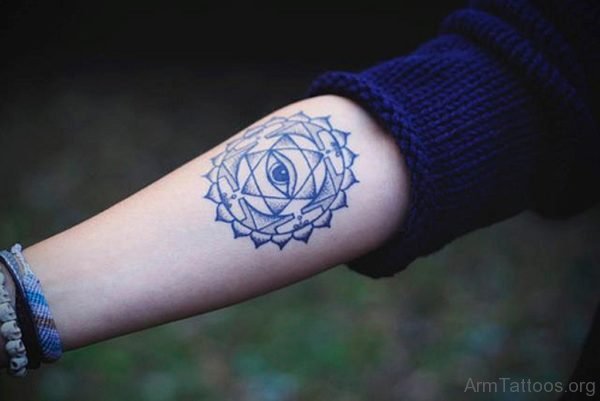 Eye And Mandala Tattoo On Arm