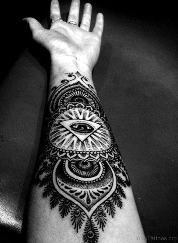 Eye Mandala Tattoo On Forearm