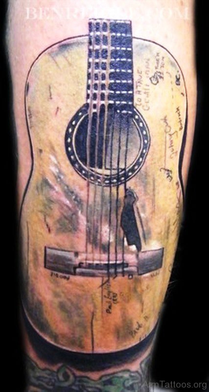 Fabulous Big Guitar Tattoo 