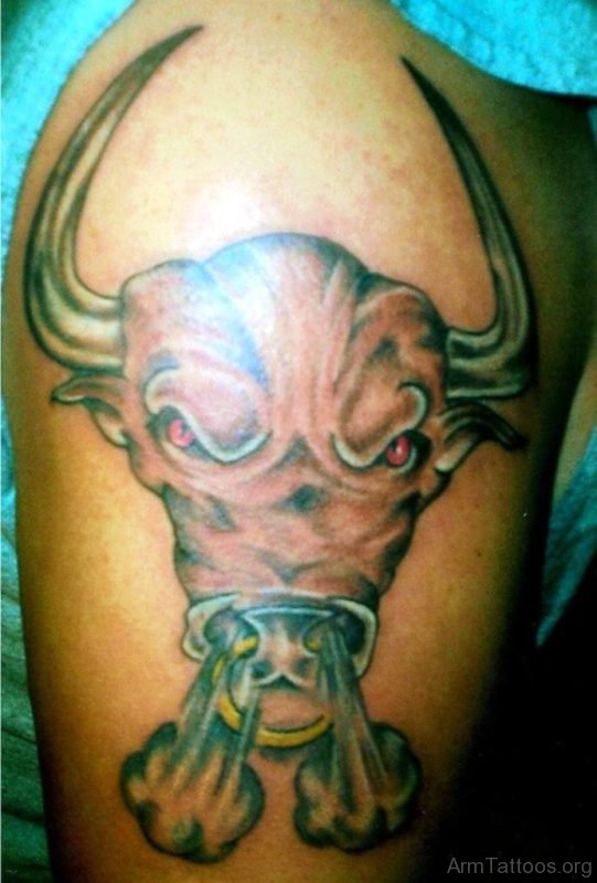 Fabulous Bull Tattoo On Shoulder 