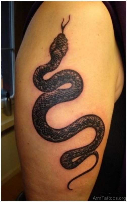Fabulous Snake Tattoo On Shoulder