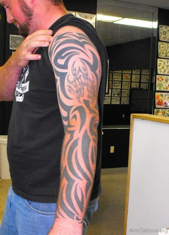 Fabulous Tribal Tattoo On Full Sleeve