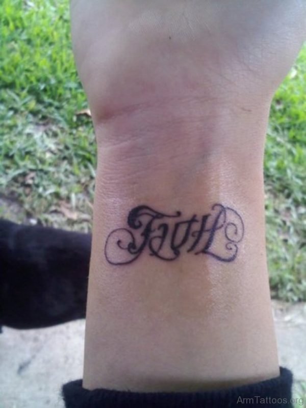 Faith Ambigram Tattoo On Wrist