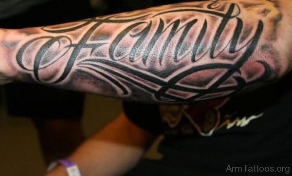 Family Ambigram Tattoo On Arm