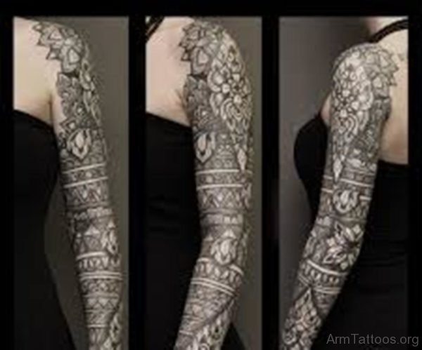 Fancy Mandala Tattoo On Full Sleeve