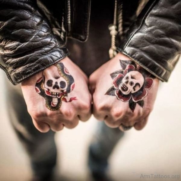 Fancy Skull Tattoo On hand