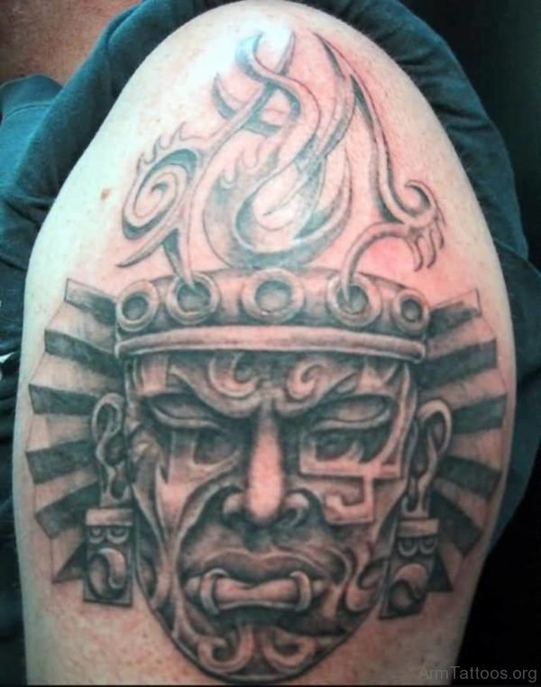 Fantastic Aztec Mask Tattoo Design 