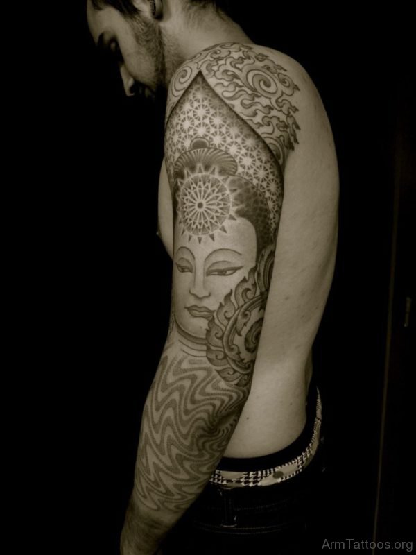 Fantastic Buddha Tattoo On Full Sleeve