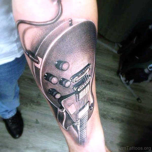 Fantastic Guitar Guitar Tattoo On Arm 