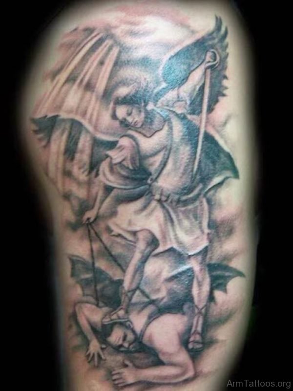 Fighting Guardian Angel Tattoo