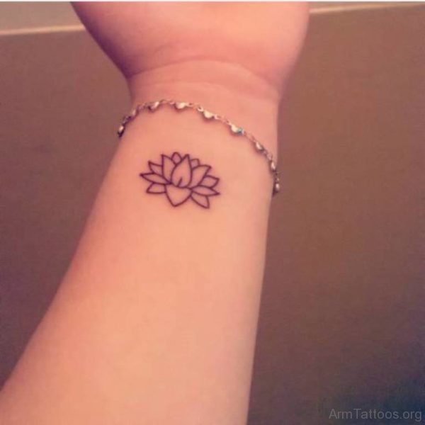 Fine Lotus Tattoo On Arm 