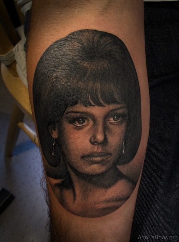 Fine Portrait Tattoo On Arm 