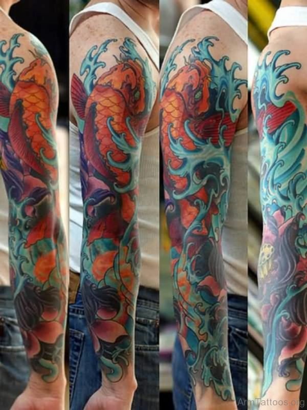 Fish And Dragon Tattoo Design