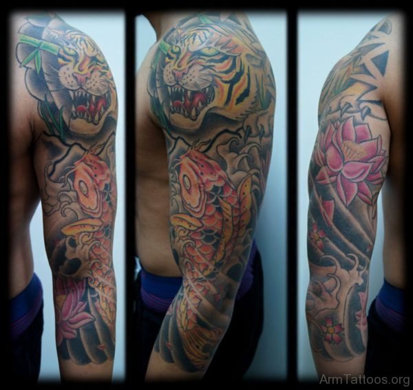 Fish And Tiger Tattoo Design