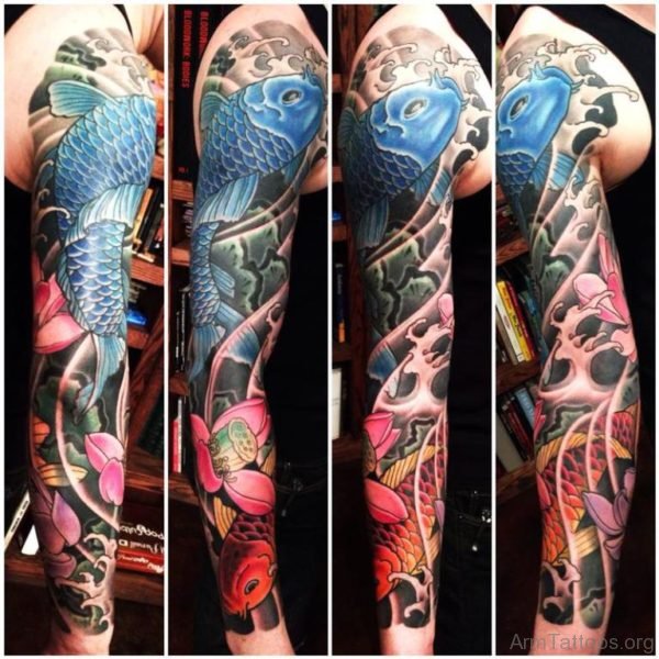 Fish Tattoo On Full Sleeve