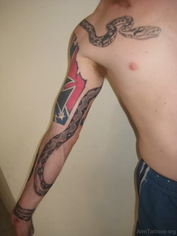 Flag And Snake Tattoo