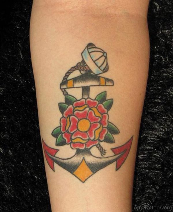 Flower And Anchor Tattoo