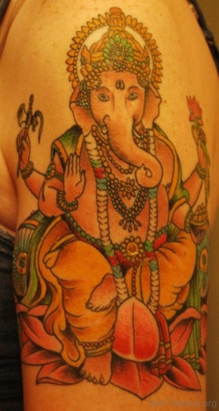 Flower And Ganesha Tattoo
