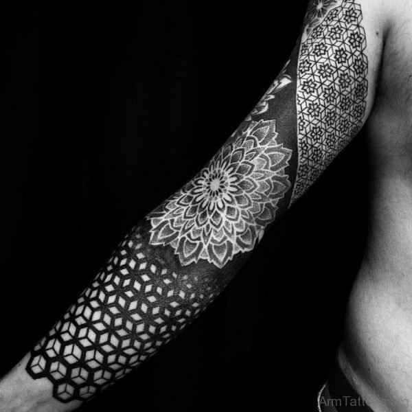 Flower And Geometric Tattoo