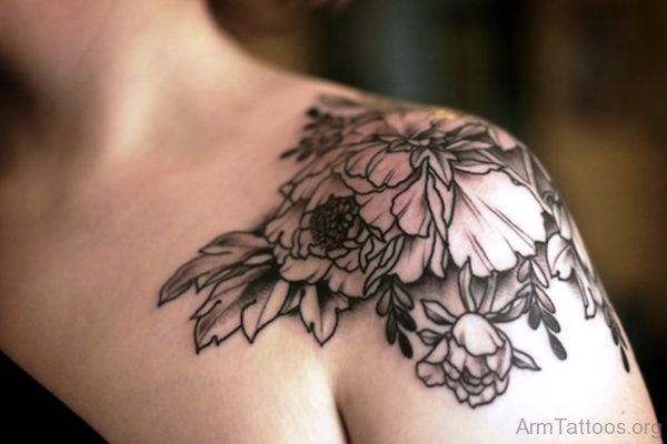 Flower Tattoo On Left Arm 