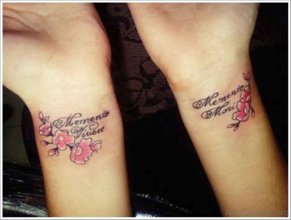Flowers And Wording Tattoo