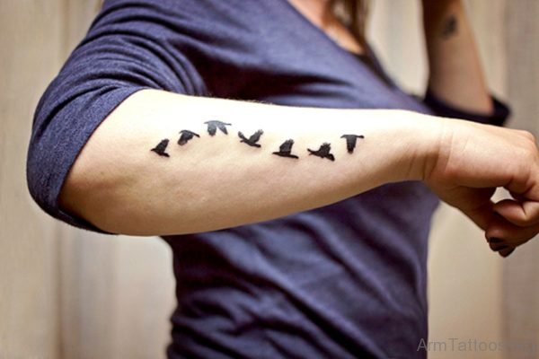 Flying Birds Tattoo On Arm 